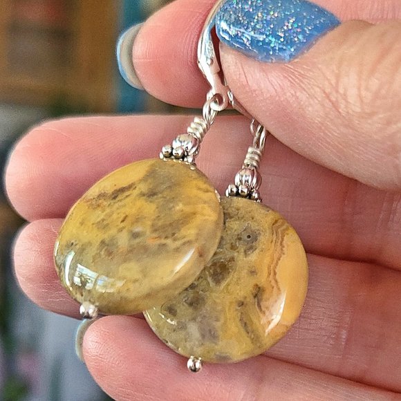 Kachina Jewelry Jewelry - Crazy Lace Agate Earrings With Sterling Silver Leverback Earwires